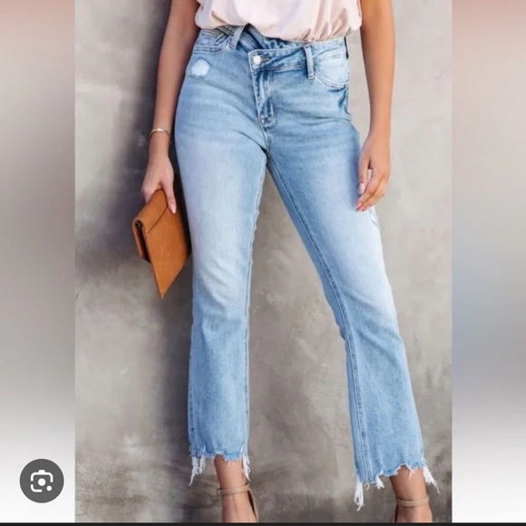 Vici Vervet Womens Crossover Distressed Jeans 29 - Picture 3 of 12